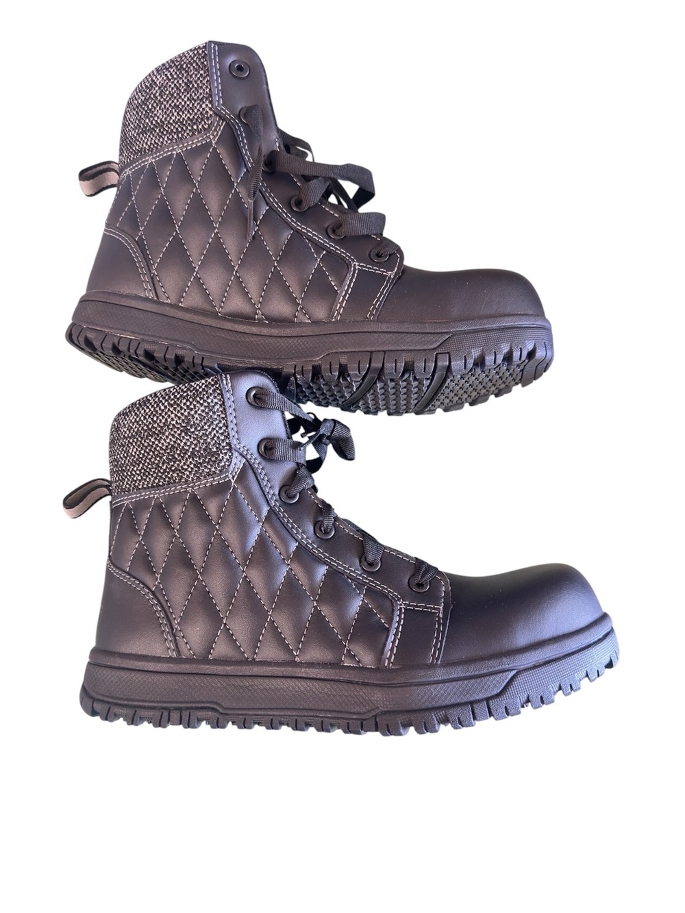 Avenger Black Lace-Up Safety Boots with Padded Collar work boots